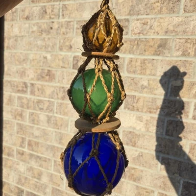 Vintage Glass Fishing Floats Norway Buoy Ball 5”4”3” - Image 1 of 4