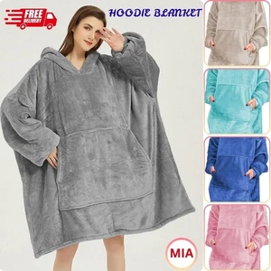 Robe Adult Hooded Snuggle Blanket Super Soft Fleece Sherpa Warm Wearable Hoodie - Picture 1 of 54