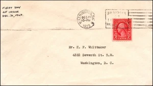 Scott 606 - 2 Cents Washington - FDC - Typed Address - Coil Pair - SCV - $150.00 - Picture 1 of 2
