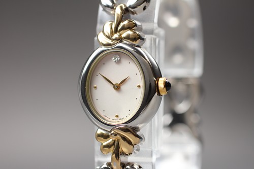 Near MINT] SEIKO Alba Pino V401-0860 Gold Green Two Tone Qz Women