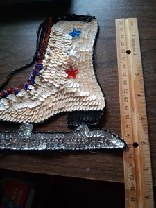 Sequin Beaded Ice Skating Patch Pin - Picture 1 of 4