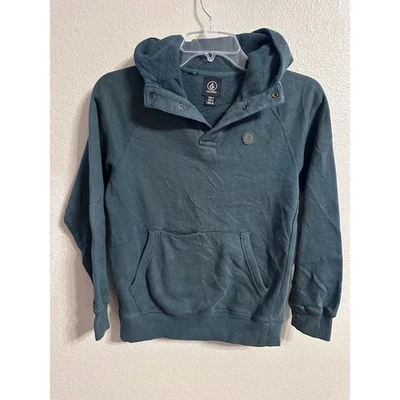 Volcom Kids Teal Snap Neck Hoodie Sweatshirt Size S - Image 1 of 4