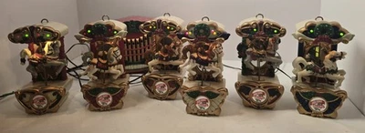 Carrusel vintage de vacaciones Mr. Christmas 6 caballos 21 canciones luces movimiento funcionando Foto 1 de 4