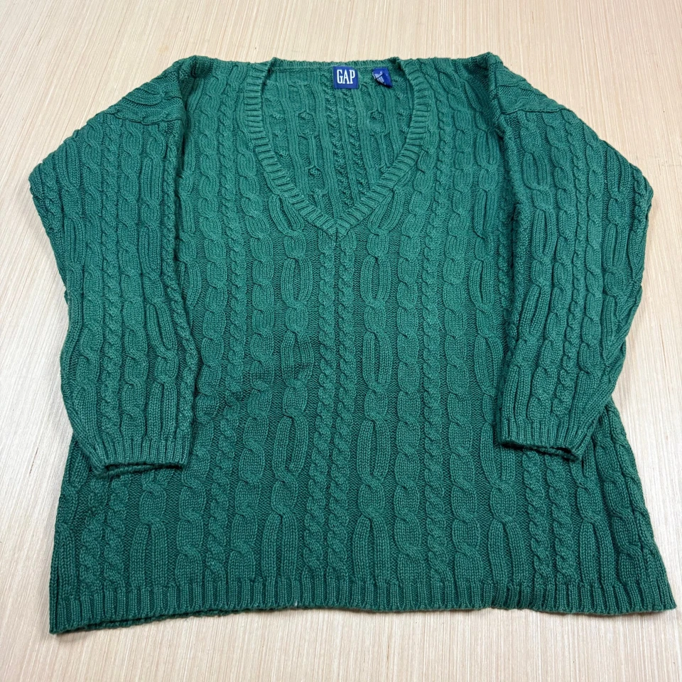 90 年代 Gap 复古电缆针织毛衣小号女式超大电缆针织宽松 — 第 1/4 张图片