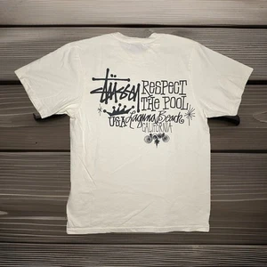 Stussy Laguna Beach Respect The Pool T-Shirt Gr. S weiß Streetwear Skate - Bild 1 von 7