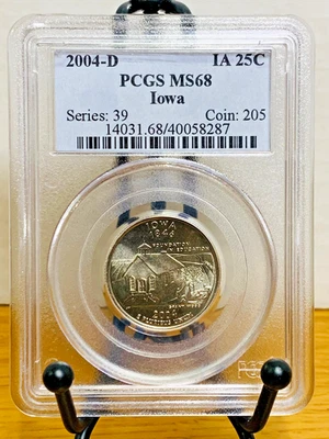 2004-D Washington Quarter Iowa PCGS MS68 Mint State 68 #40058287 - Image 1 of 2
