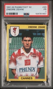 1991 Panini Foot Stickers Zinedine Zidane #43 PSA 1 RC GOAT - Picture 1 of 2