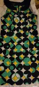 Funky Retro Mod Geometric Kim Rogers Signature Dress Women's Sz 10 Zip  - Picture 1 of 9