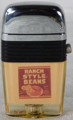 Encendedor publicitario vintage estilo rancho frijoles Ft Worth TX Scripto VU sin encender Foto 1 de 4