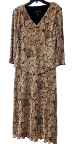 Abito donna Connected Apparel oro nero fine plissettato poliestere tg 6 ottimo - Foto 1 di 3
