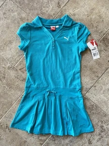 Puma Girl's Large Blue Polo Short Sleeve Dress NEW Tennis Pickleball Athletic - Picture 1 of 8
