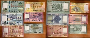 Lebanon set 6 banknotes 1000 5000 10000 20000 50000 100000 Livres 2014 - 2023 UN - Picture 1 of 1