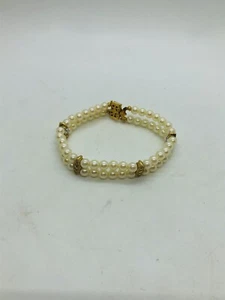 Armband Kunstperlen Strass goldfarben Vintage - Bild 1 von 8