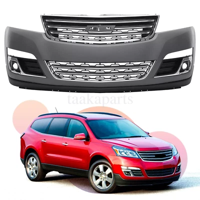 Front Bumper Cover For 2013-2017 Chevy Traverse Grille Fog Lamp Bezel Not Fold - Image 1 of 4
