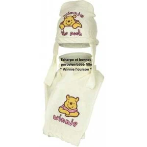Sciarpa E Berretto Peruviano Winnie The Pooh NUOVO - Bianco Ecru 44cm - Foto 1 di 1