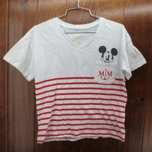 Camiseta Disney Mujer XS Mickey Mouse MM Blanco Rojo Rayas - Imagen 1 de 7