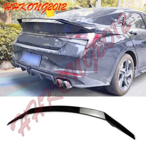 black ABS Rear Tail Trunk Spoiler Wing Lip Trim For Hyundai Elantra 2021-2022 - Picture 1 of 11