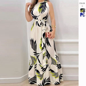 Summer Colorful Fashion New Style Neck Tie Printed Ruffle Edge Dress For Women - Picture 1 of 11