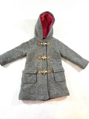 Abrigo Mini Boden 2-3 Y Gris Mezcla de Lana Chaquetón con Capucha Palanca Cremallera Foto 1 de 4