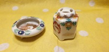 Vintage Chinese Oriental Porcelain Painted Miniature Dollshouse dish and pot
