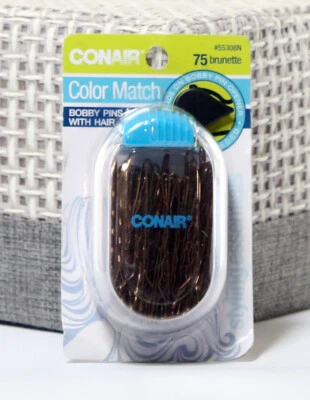 Conair Color Match Bobby Pins, Brunette #55308N, 75 Pins w/ Storage Container - Image 1 of 2