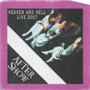Heaven & Hell Backstage Pass Nueva York 2007 tela púrpura después del espectáculo variante del pase - Imagen 1 de 2