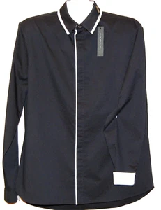 Elie Tahari Men's Navy White Lining Blouse Cotton Shirt Size L - Picture 1 of 10