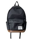 HERSCHEL SUPPLY CO Backpack Mens Black/Tan Zip Pockets Large Adjustable Shoulder