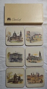 Clover Leaf Table Mats Set of 6 Scenes London Today Cork Back Placemats Rare - Picture 1 of 10