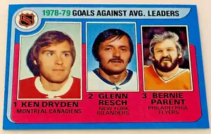 1979-80 Topps Ice Hockey #6 1978-9 Goals Against Avg. Leaders Dryden,Resch,Paren - Picture 1 of 2