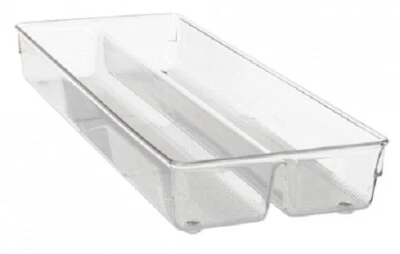 Interdesign LINUS TWIN DRAWER ORGANISER 15x38x5.1cm 2-Sections,Shallow Rectangle - Image 1 of 4