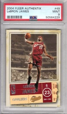 2004 2005 Fleer Authentix Lebron James # 49 PSA 9 Cavaliers - Image 1 of 2