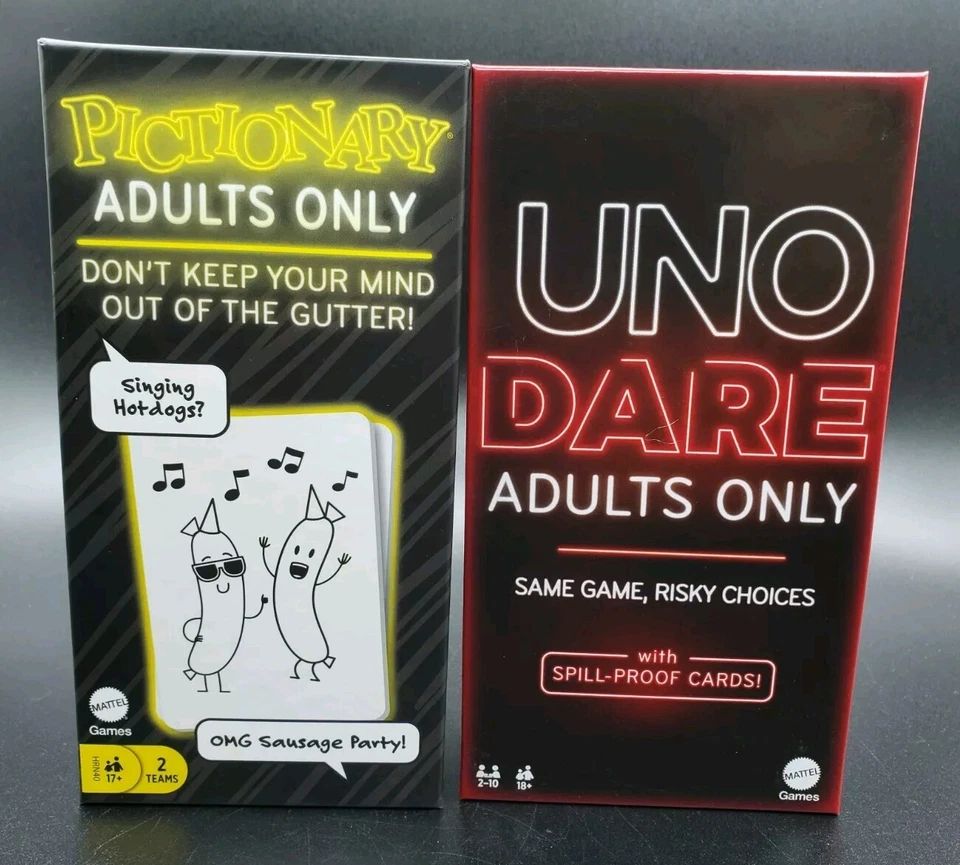 2023 Mattel UNO DARE & Pictionary "Adults Only" Party Bundle Pack - New - Image 1 of 4