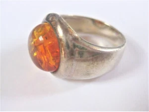 Anello Argento 925 Con Ambra, 6,52 G - Foto 1 di 3