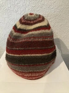 Shredalert Wool Maroon Gray Striped Beanie - Picture 1 of 6