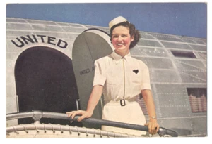 Tarjeta postal escasa de azafata de United Airlines 1940 Denver Air Mail Field Cancelar - Imagen 1 de 2