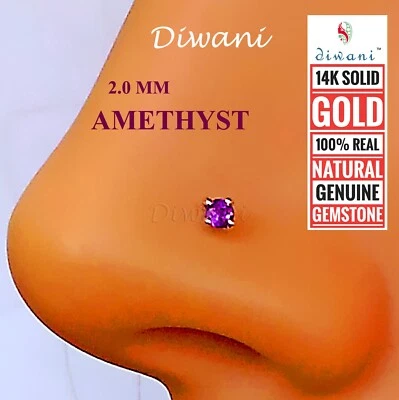 Diwani 2,0 mm Amatista Natural Boda Nariz Labret Pin Piercing Anillo Perno Foto 1 de 4