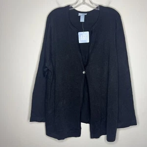 Liz & Me Women’s Cardigan Sweater Size 2X Black Metallic Single Button New - Picture 1 of 7