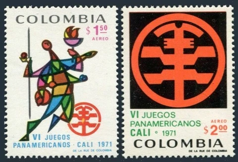 Colombia C542-C543,MNH.Mi 1179-1180. 6th Pan-American Games,Cali 1971.Athlete Cover