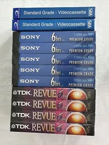 Lot Of 11 VHS Blank Tapes - T-120 - TDK, Sony, Durabrand - Sealed New - Picture 1 of 13
