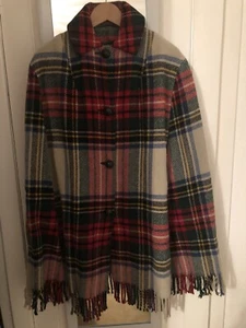 Vintage wool cape cloak Cream red tartan - Picture 1 of 1