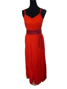 JOIE Jaffa Orange Tiered Lace Trim Ruffle Maxi Dress Size S. Rrp. $295 - Picture 1 of 15