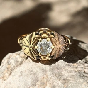 Petite Vintage 10K Black Hills Gold 0.29 Carat Diamond Ring Size 4.25 2.3g. - Picture 1 of 9