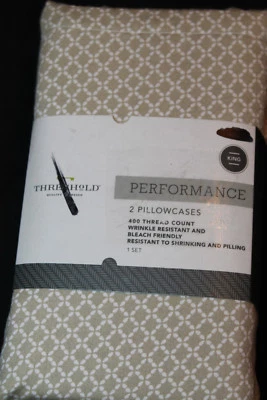 Threshold производительности King наволочки желтовато-коричневый круги решетка новый #664 - Изображение 1 из 4