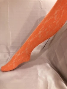 NWT 100% Authentic GUCCI Orange Brocade Floral pattern Lace Tights Size S - Picture 1 of 9