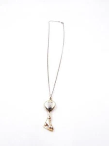 Vintage Sterling Silver Heart Locket with Ice Skate Charm 18" Pendant - Picture 1 of 5