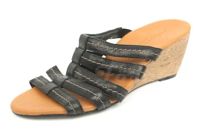 Mujer Paul Verde Negro Cuero Cuñas Deslizables Cuñas Altas Zapatos Sandalias Talla 6 Foto 1 de 4