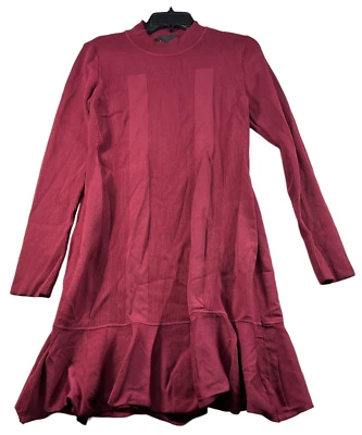 Vestido Suéter Nicole Miller Mujer Talla XL Borgoña Acanalado Nuevo Manga Larga Foto 1 de 4