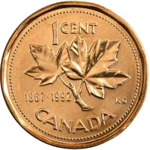 1867-1992 CANADA ONE 1 CENT 125th CONFEDERATION ANNIVERSARY BU PENNY COIN - Picture 1 of 2