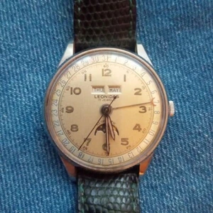 LEONIDAS Moon Phase Triple Calendar Antique Watch Vintage For parts only Junk - Picture 1 of 10